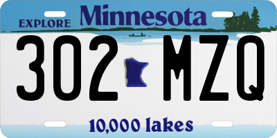 MN license plate 302MZQ