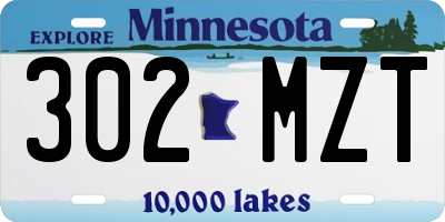 MN license plate 302MZT