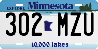 MN license plate 302MZU