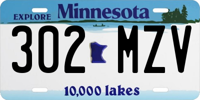 MN license plate 302MZV