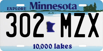 MN license plate 302MZX