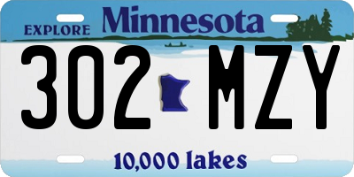 MN license plate 302MZY
