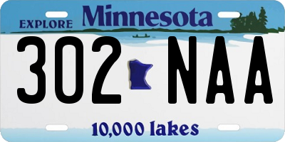 MN license plate 302NAA