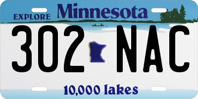 MN license plate 302NAC