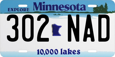 MN license plate 302NAD