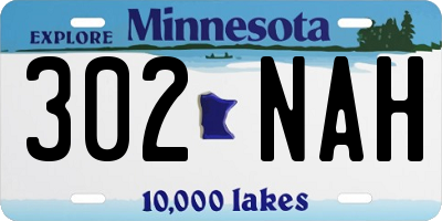 MN license plate 302NAH