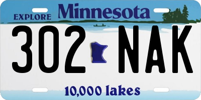MN license plate 302NAK