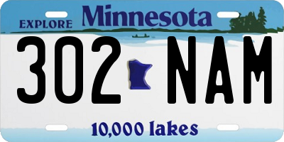 MN license plate 302NAM