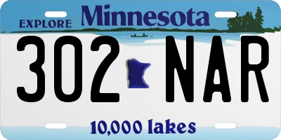 MN license plate 302NAR