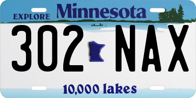 MN license plate 302NAX