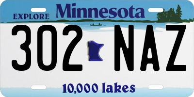 MN license plate 302NAZ