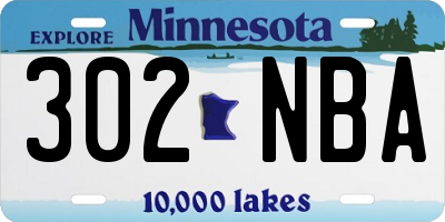 MN license plate 302NBA