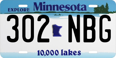 MN license plate 302NBG