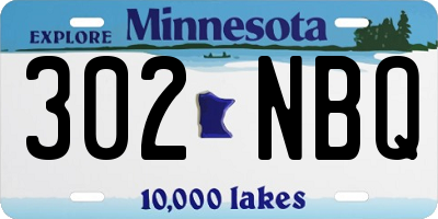 MN license plate 302NBQ