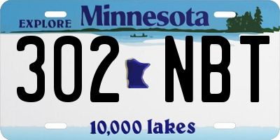 MN license plate 302NBT
