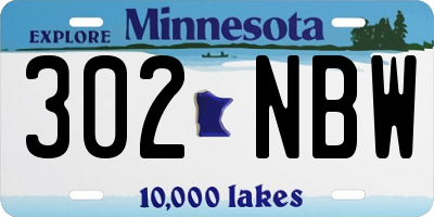 MN license plate 302NBW