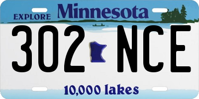 MN license plate 302NCE