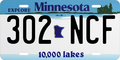 MN license plate 302NCF