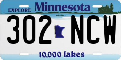 MN license plate 302NCW