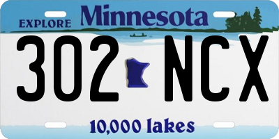 MN license plate 302NCX