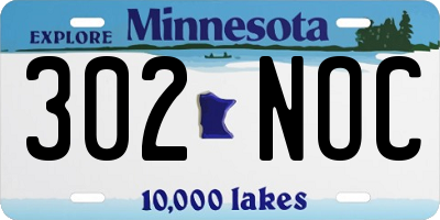 MN license plate 302NOC