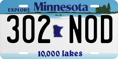 MN license plate 302NOD