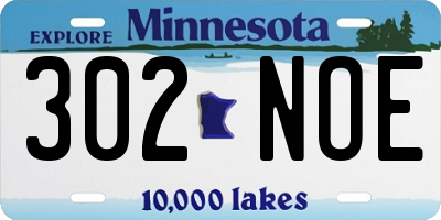 MN license plate 302NOE
