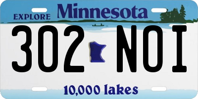 MN license plate 302NOI