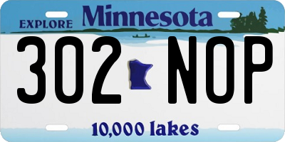 MN license plate 302NOP