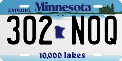 MN license plate 302NOQ