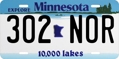 MN license plate 302NOR
