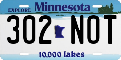 MN license plate 302NOT