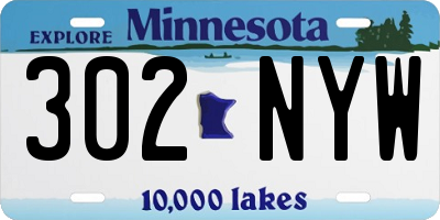 MN license plate 302NYW