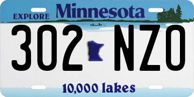 MN license plate 302NZO