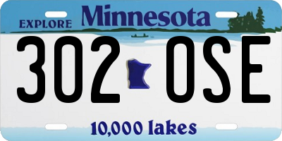 MN license plate 302OSE
