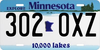 MN license plate 302OXZ