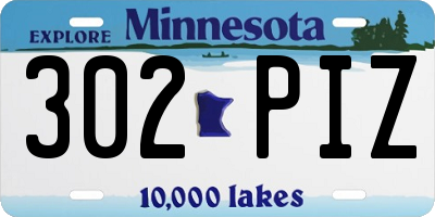 MN license plate 302PIZ