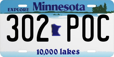 MN license plate 302POC