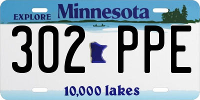 MN license plate 302PPE