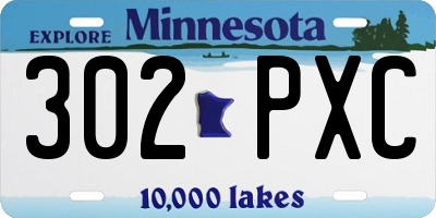 MN license plate 302PXC