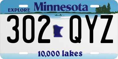 MN license plate 302QYZ