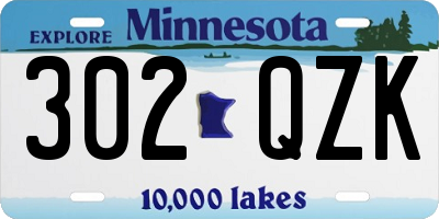 MN license plate 302QZK