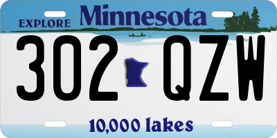 MN license plate 302QZW