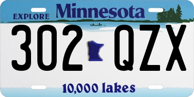 MN license plate 302QZX