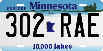 MN license plate 302RAE