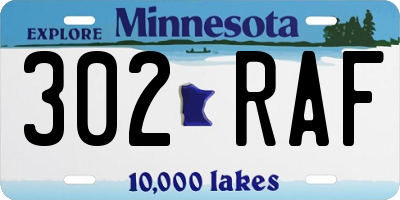 MN license plate 302RAF