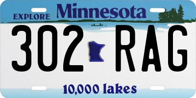 MN license plate 302RAG
