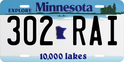 MN license plate 302RAI