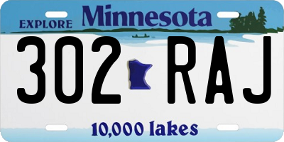 MN license plate 302RAJ