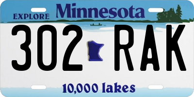 MN license plate 302RAK
